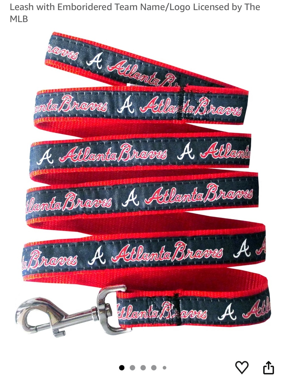 Atlanta Braves dog leash - small